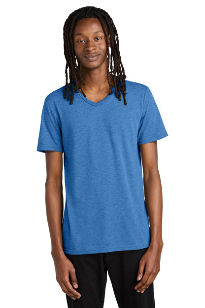 Front View of Azure Blue Allmade Unisex Tri-Blend V-Neck Tee AL2014