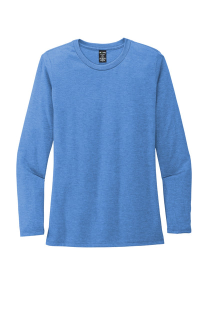 Front View of Azure Blue Allmade Women's Tri-Blend Long Sleeve Tee AL6008