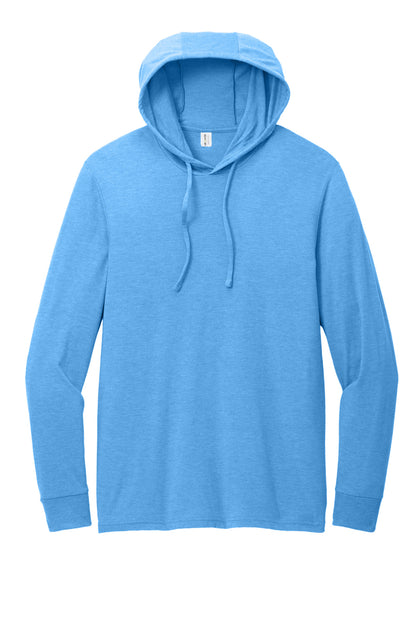 Front View of AzureBlue Allmade Unisex Tri-Blend Hoodie Tee AL6003