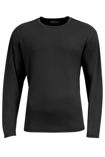 Front View of Black A4 AirFlex Long Sleeve Tee A4N3532