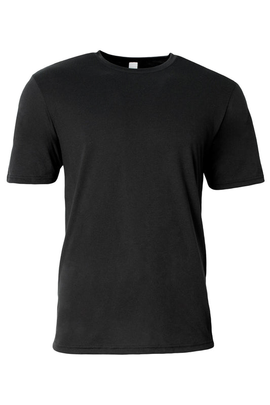 Front View of Black A4 Softek Short Sleeve Tee A4N3013 - Star Hats & Embroidery