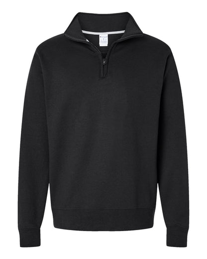 Front View of Black Powerblend® Quarter-Zip Pullover - S450