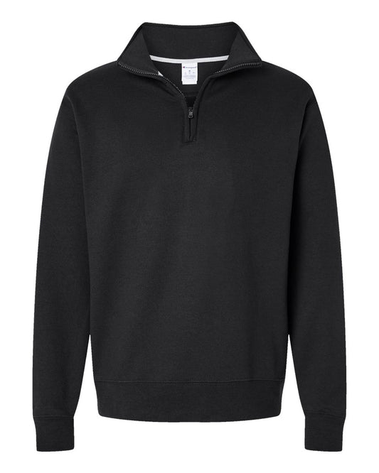 Front View of Black Powerblend® Quarter-Zip Pullover - S450 - Star Hats & Embroidery
