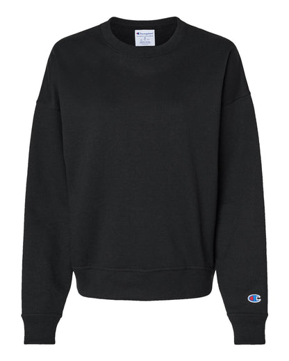 Front View of Black Powerblend® Women's Crewneck Sweatshirt - S650