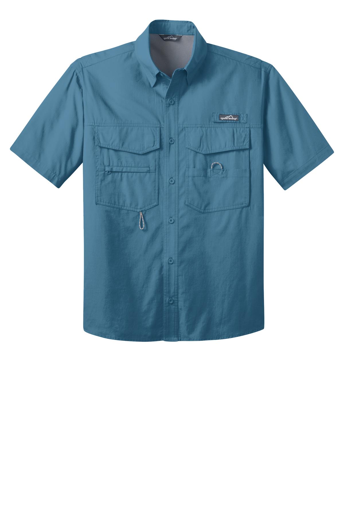 Front View of Blue Gill Eddie Bauer - Short Sleeve Fishing Shirt. EB608