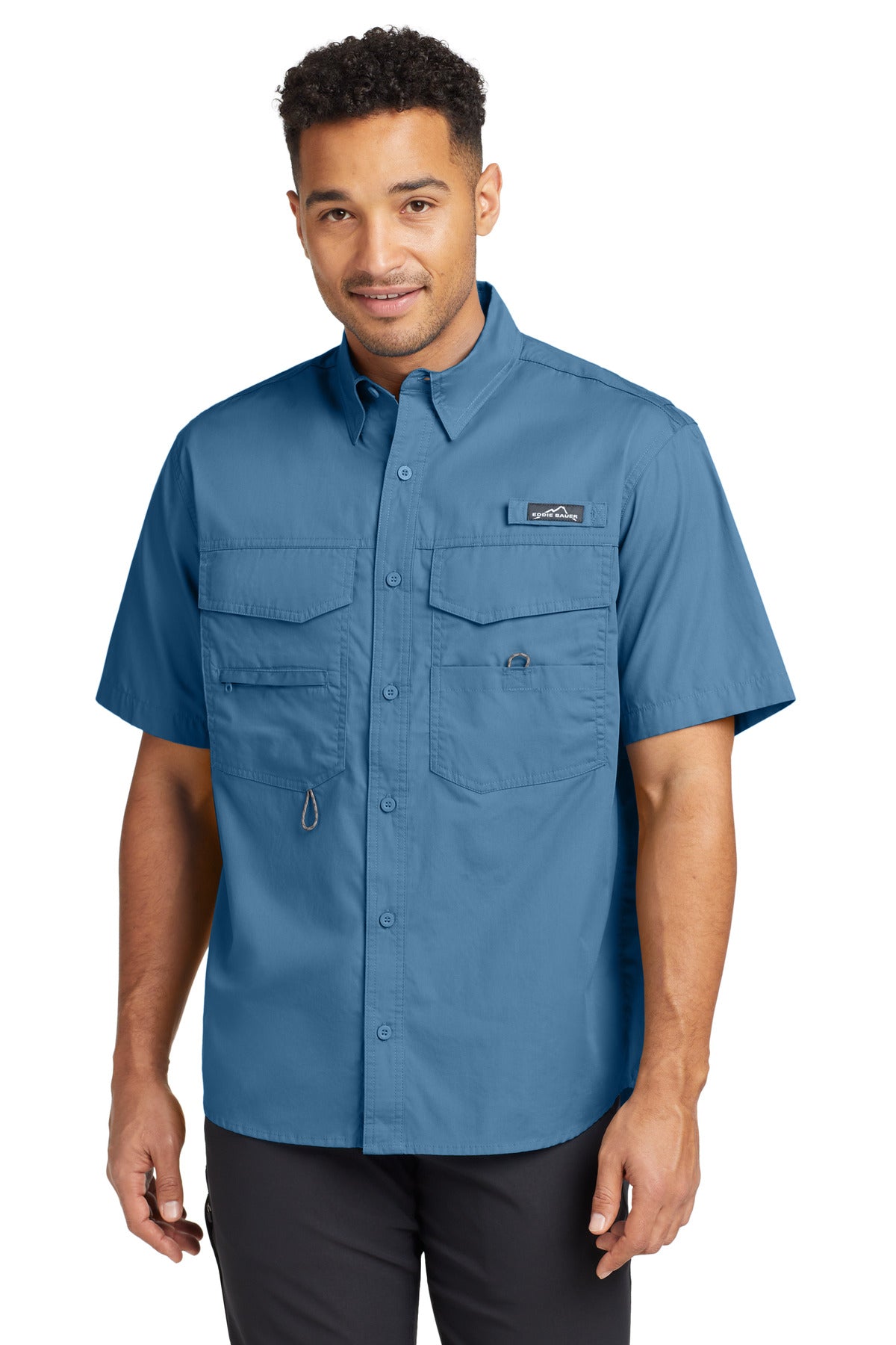 Front View of Blue Gill Eddie Bauer - Short Sleeve Fishing Shirt. EB608