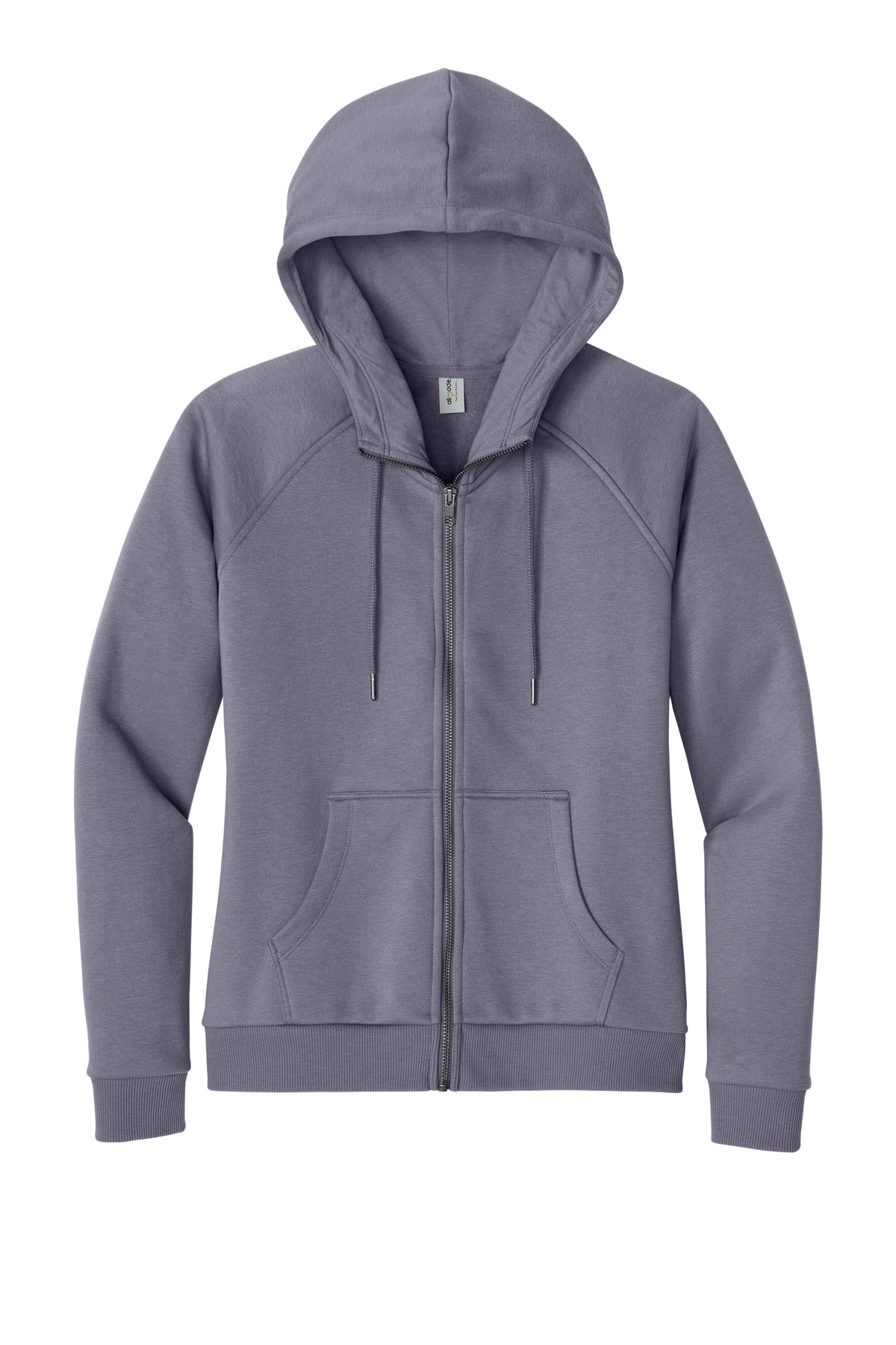 Front View of CosmicPrpl Allmade Women's Organic CVC Fleece Full-Zip Hoodie AL5003