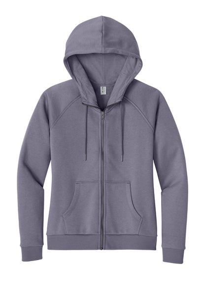 Front View of CosmicPrpl Allmade Women's Organic CVC Fleece Full-Zip Hoodie AL5003