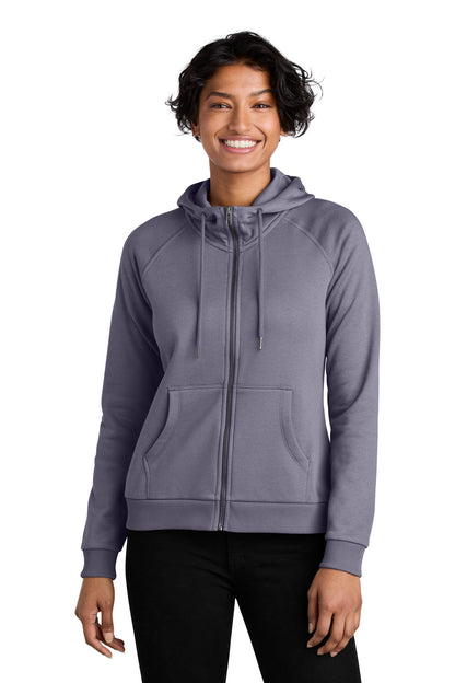 Front View of CosmicPrpl Allmade Women's Organic CVC Fleece Full-Zip Hoodie AL5003