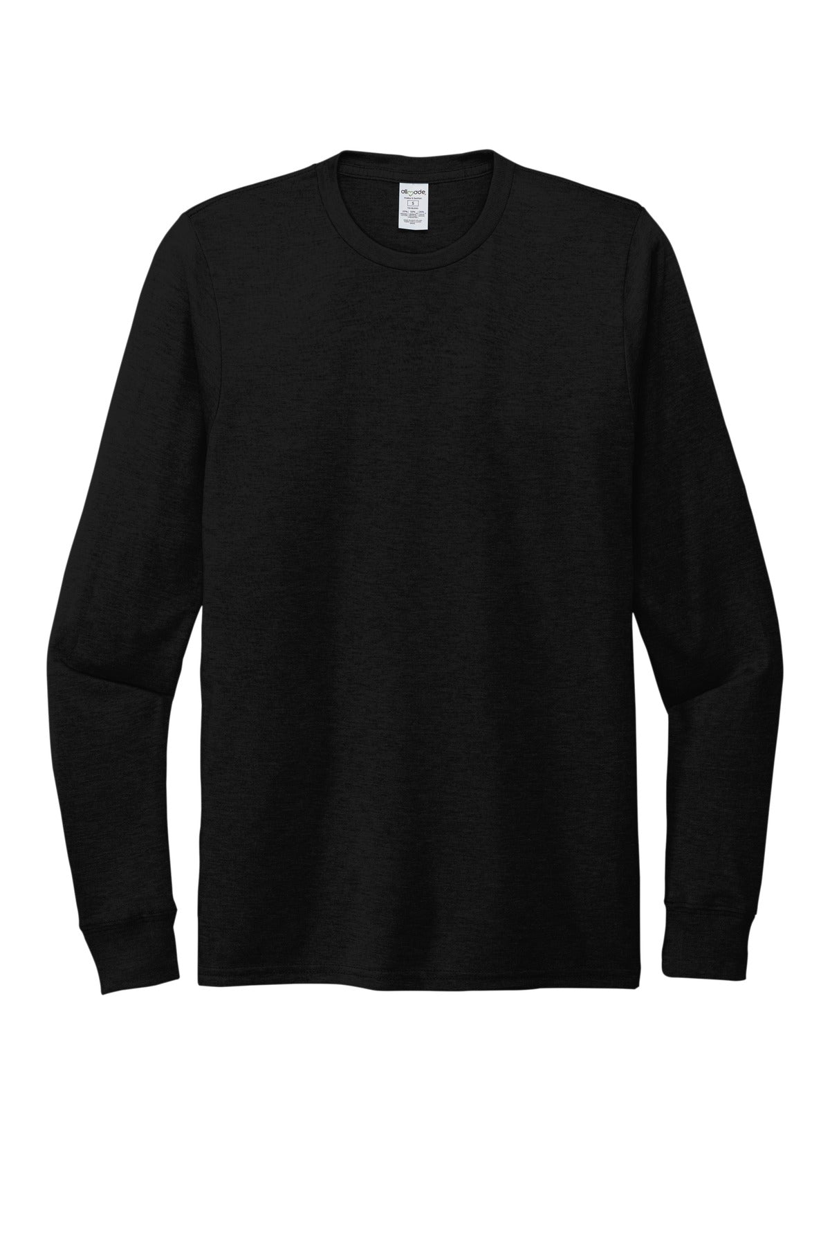 Front View of DeepBlack Allmade Unisex Tri-Blend Long Sleeve Tee AL6004