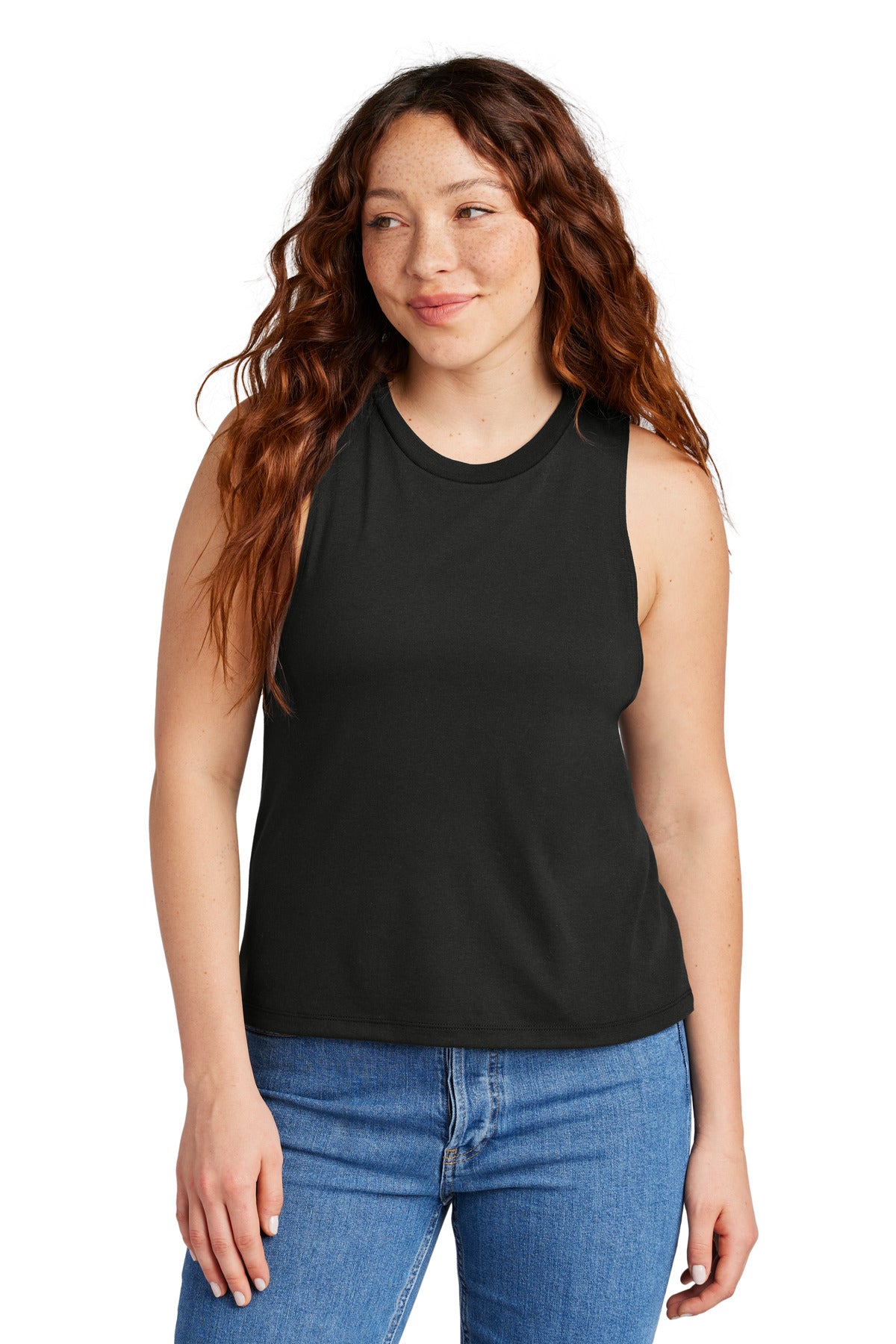 Front View of DeepBlack Allmade Women's Tri-Blend Muscle Tank AL2020