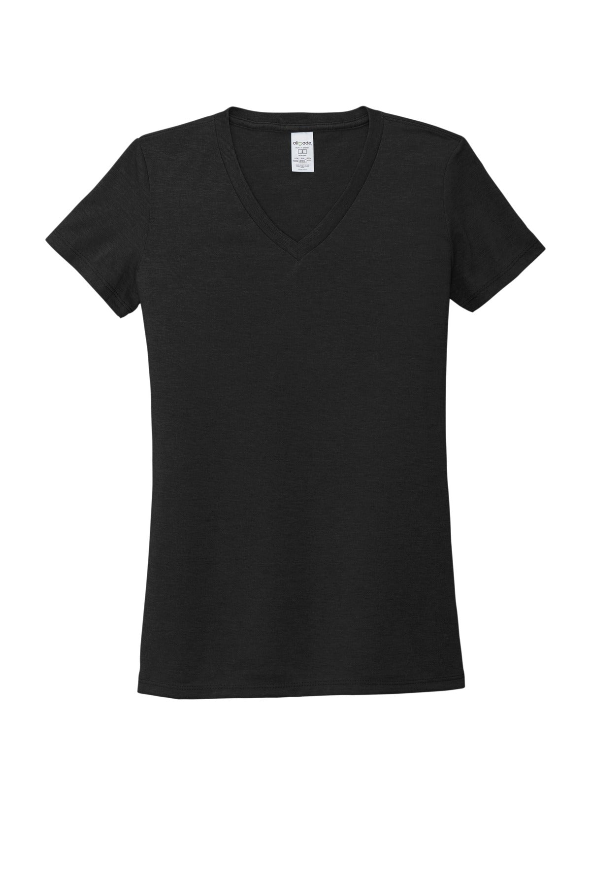 Front View of DeepBlack Allmade Women's Tri-Blend V-Neck Tee AL2018