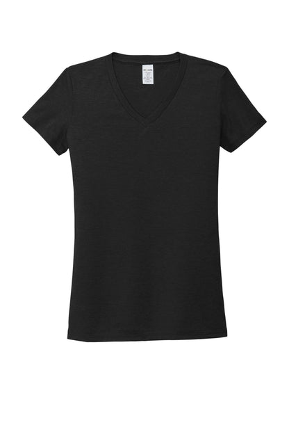 Front View of DeepBlack Allmade Women's Tri-Blend V-Neck Tee AL2018