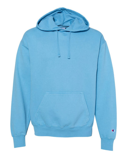 Front View of Delicate Blue Garment-Dyed Hooded Sweatshirt - CD450