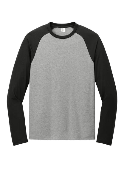 Front View of DpBk/AlumG Allmade Unisex Tri-Blend Long Sleeve Colorblock Raglan AL6009