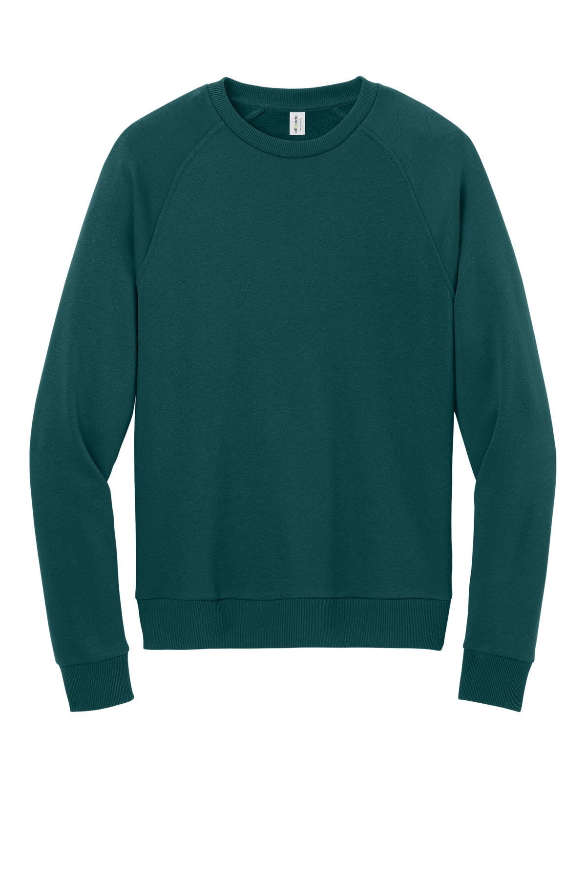 Front View of DpSeaGreen Allmade Unisex Organic CVC Fleece Crewneck Sweatshirt AL5004