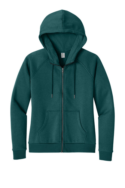 Front View of DpSeaGreen Allmade Women's Organic CVC Fleece Full-Zip Hoodie AL5003