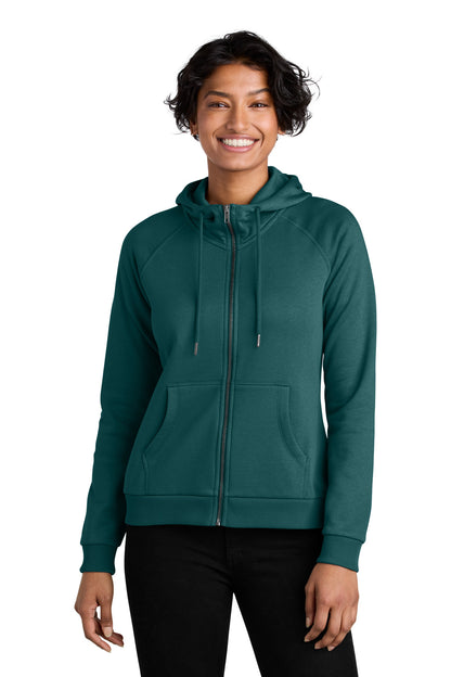 Front View of DpSeaGreen Allmade Women's Organic CVC Fleece Full-Zip Hoodie AL5003