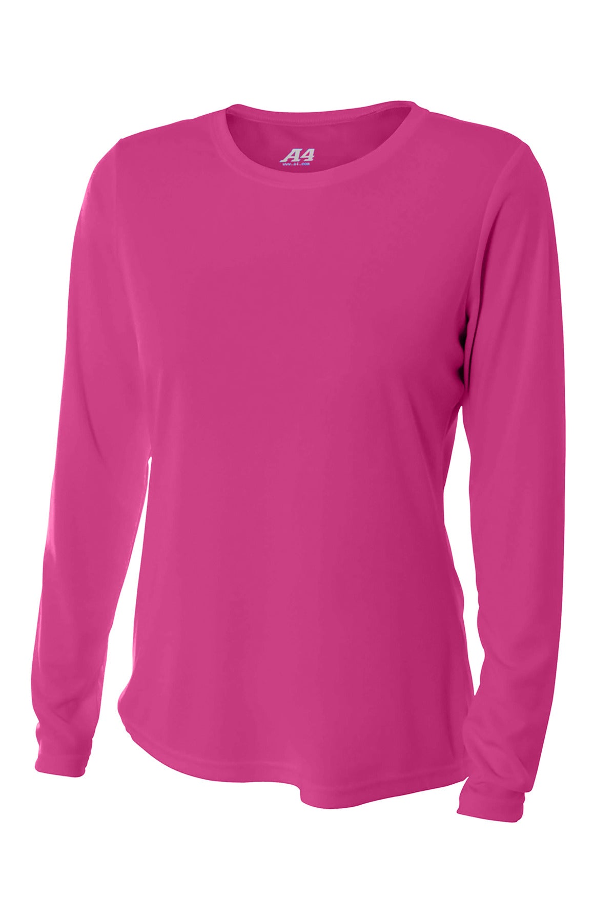 Front View of Fuchsia A4 Women's Cooling Performance Long Sleeve Tee A4NW3002