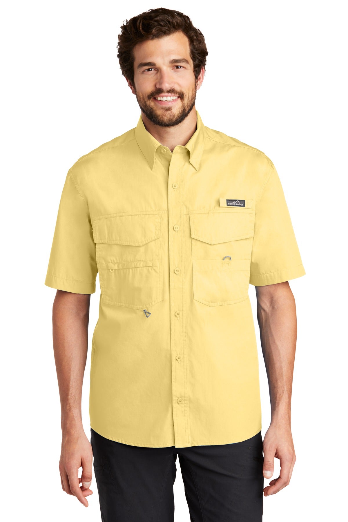 Front View of Goldenrod Yllw Eddie Bauer - Short Sleeve Fishing Shirt. EB608