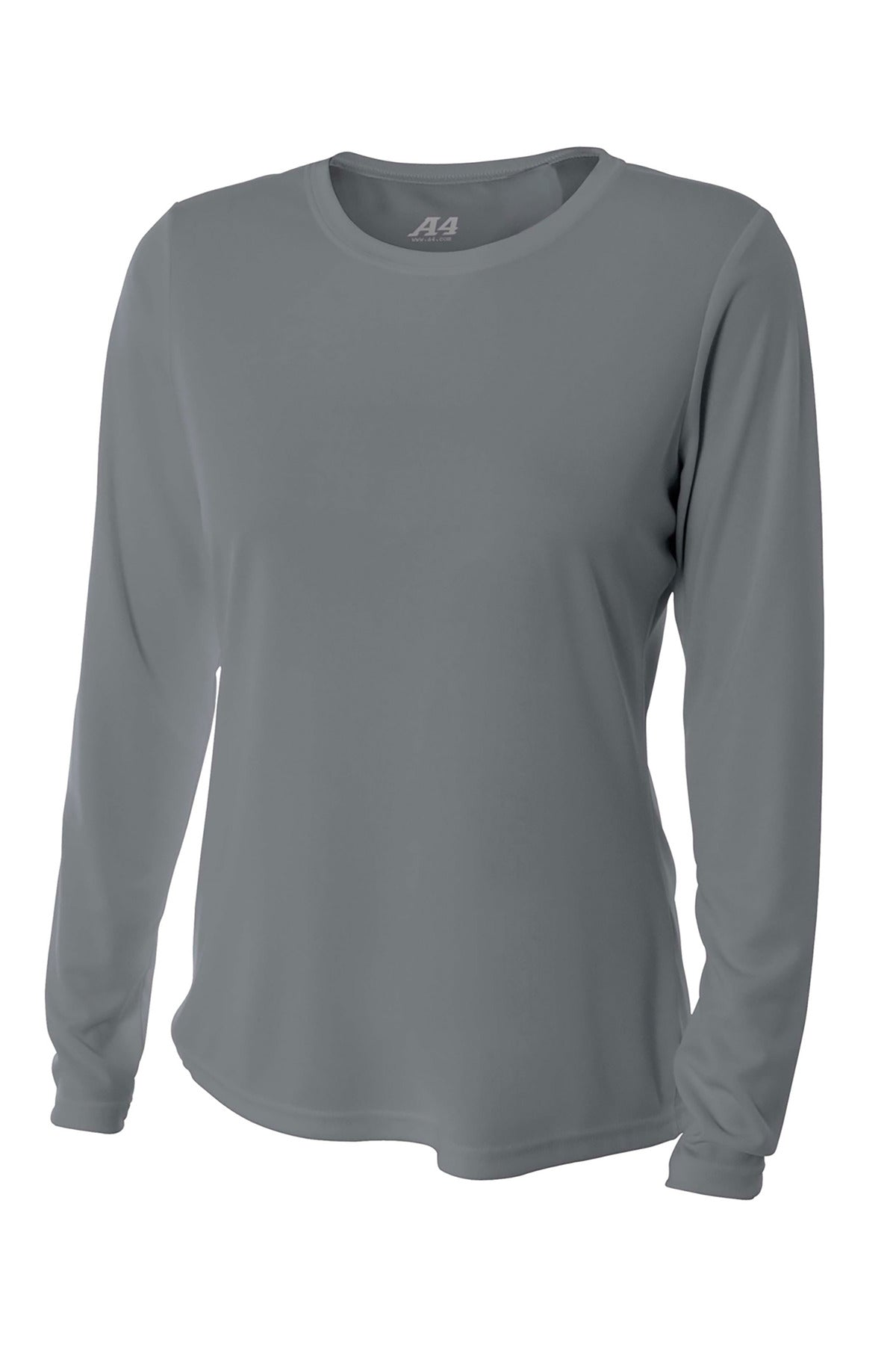 Front View of Graphite A4 Women's Cooling Performance Long Sleeve Tee A4NW3002