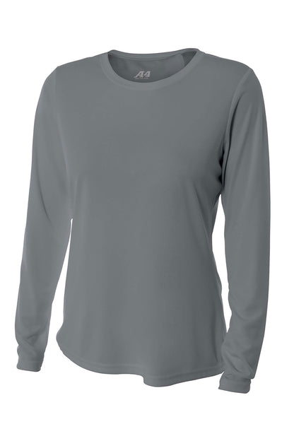 Front View of Graphite A4 Women's Cooling Performance Long Sleeve Tee A4NW3002