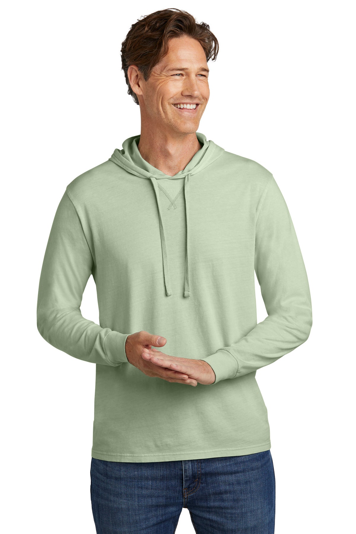 Front View of LichenGrn Allmade Unisex Mineral Dye Organic Cotton Hoodie Tee AL6305