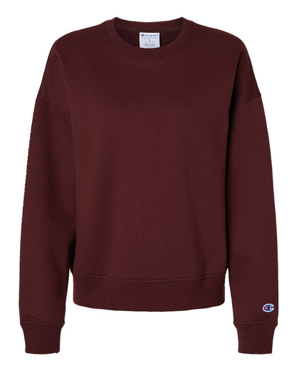Front View of Maroon Powerblend® Women's Crewneck Sweatshirt - S650