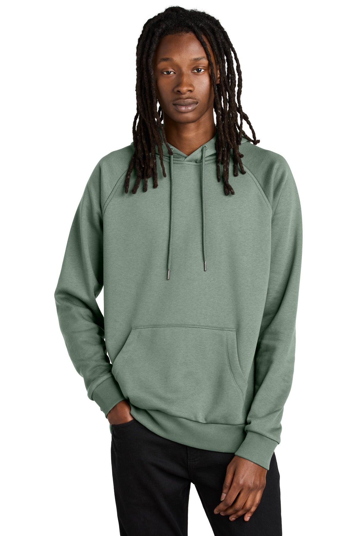 Front View of MatchaGrn Allmade Unisex Organic CVC Fleece Pullover Hoodie AL5000