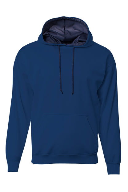 Front View of Navy A4 Sprint Tech Fleece Hoodie A4N4279