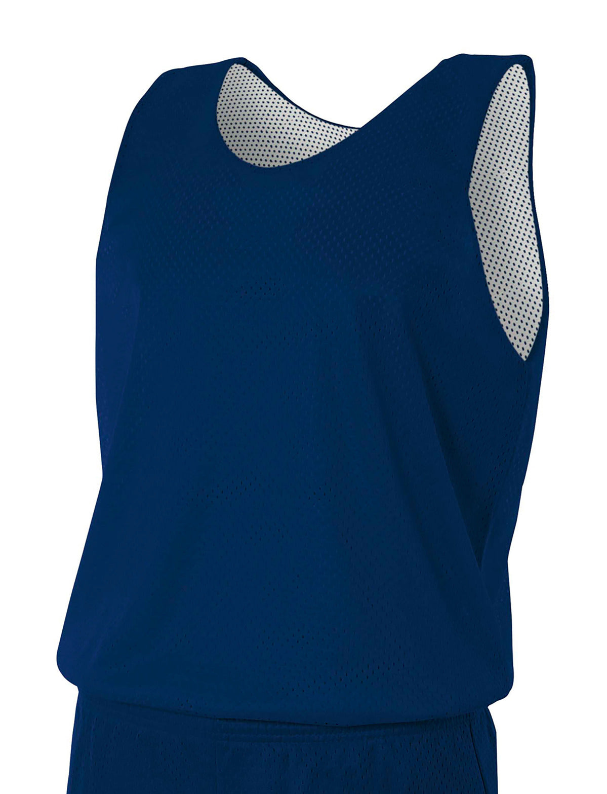 Front View of Navy/White A4 Sprint Youth Reversible Mesh Tank A4N2206