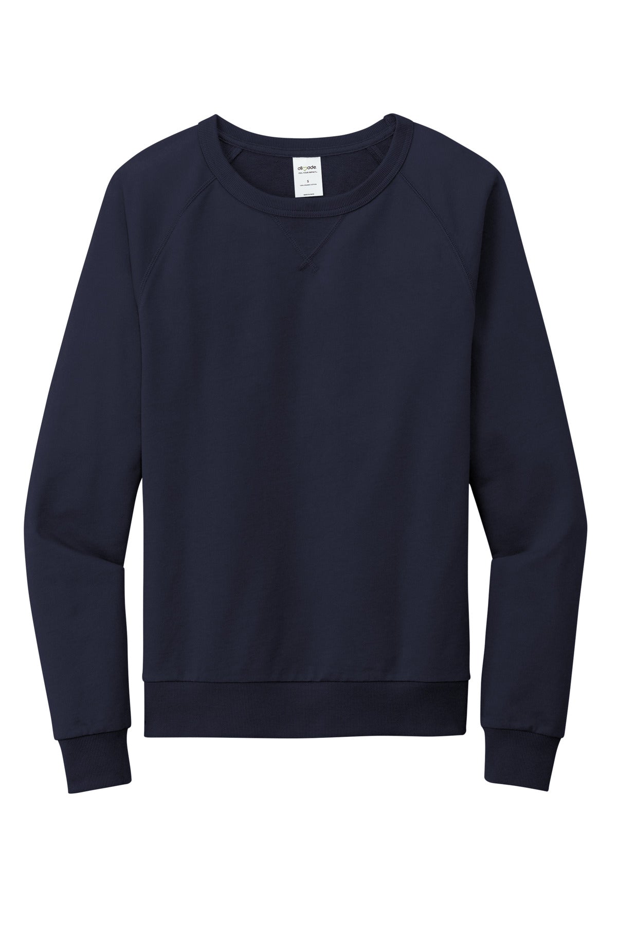 Front View of NghtSkyNvy Allmade Unisex Organic French Terry Crewneck Sweatshirt AL4004