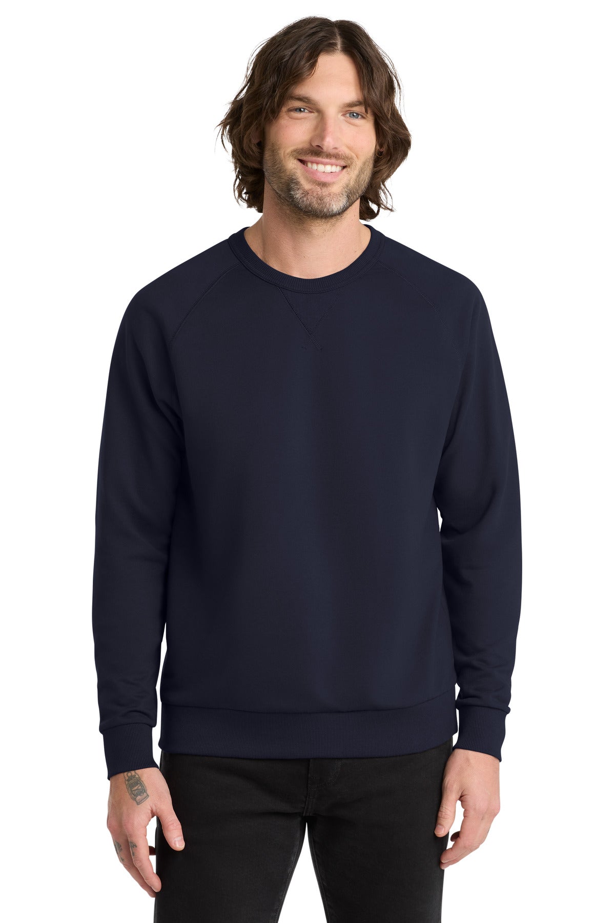 Front View of NghtSkyNvy Allmade Unisex Organic French Terry Crewneck Sweatshirt AL4004