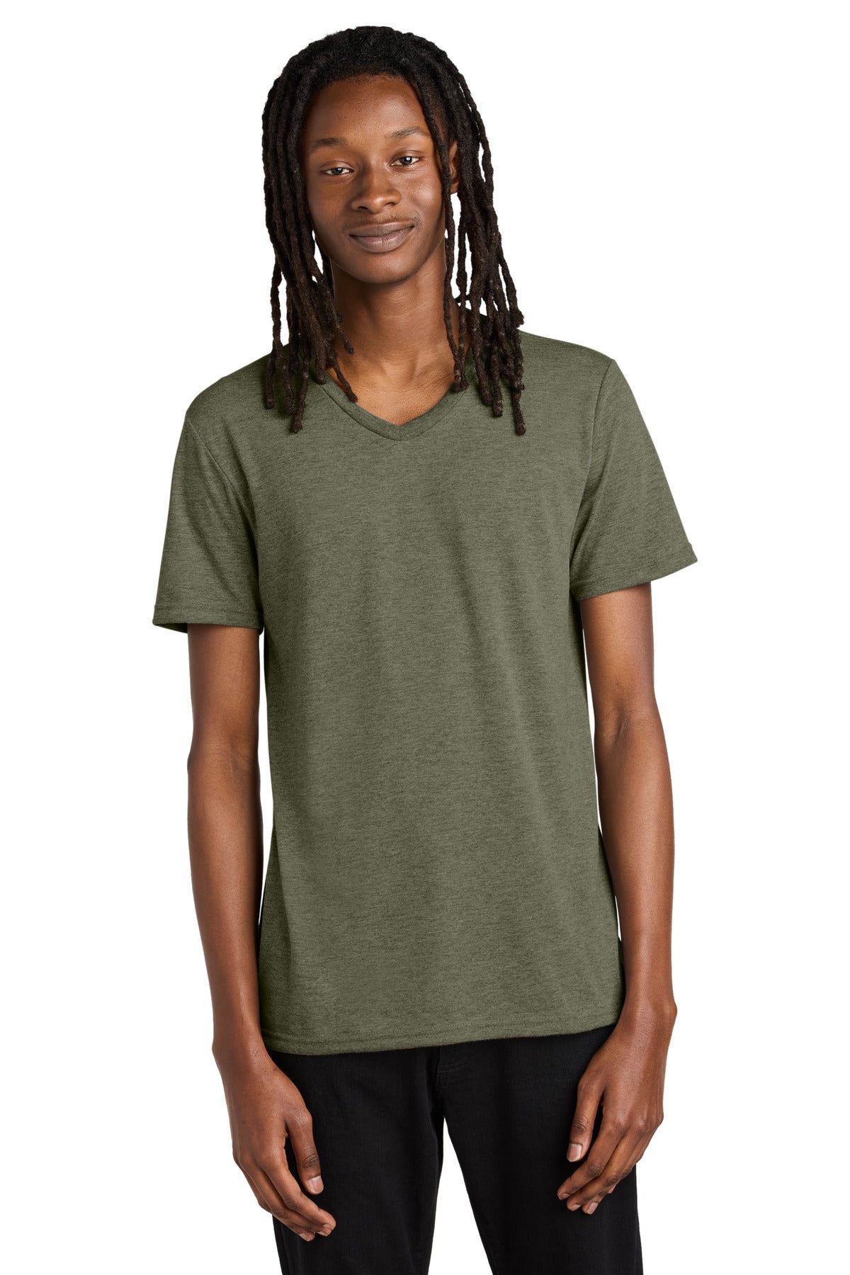 Front View of Olive You Grn Allmade Unisex Tri-Blend V-Neck Tee AL2014