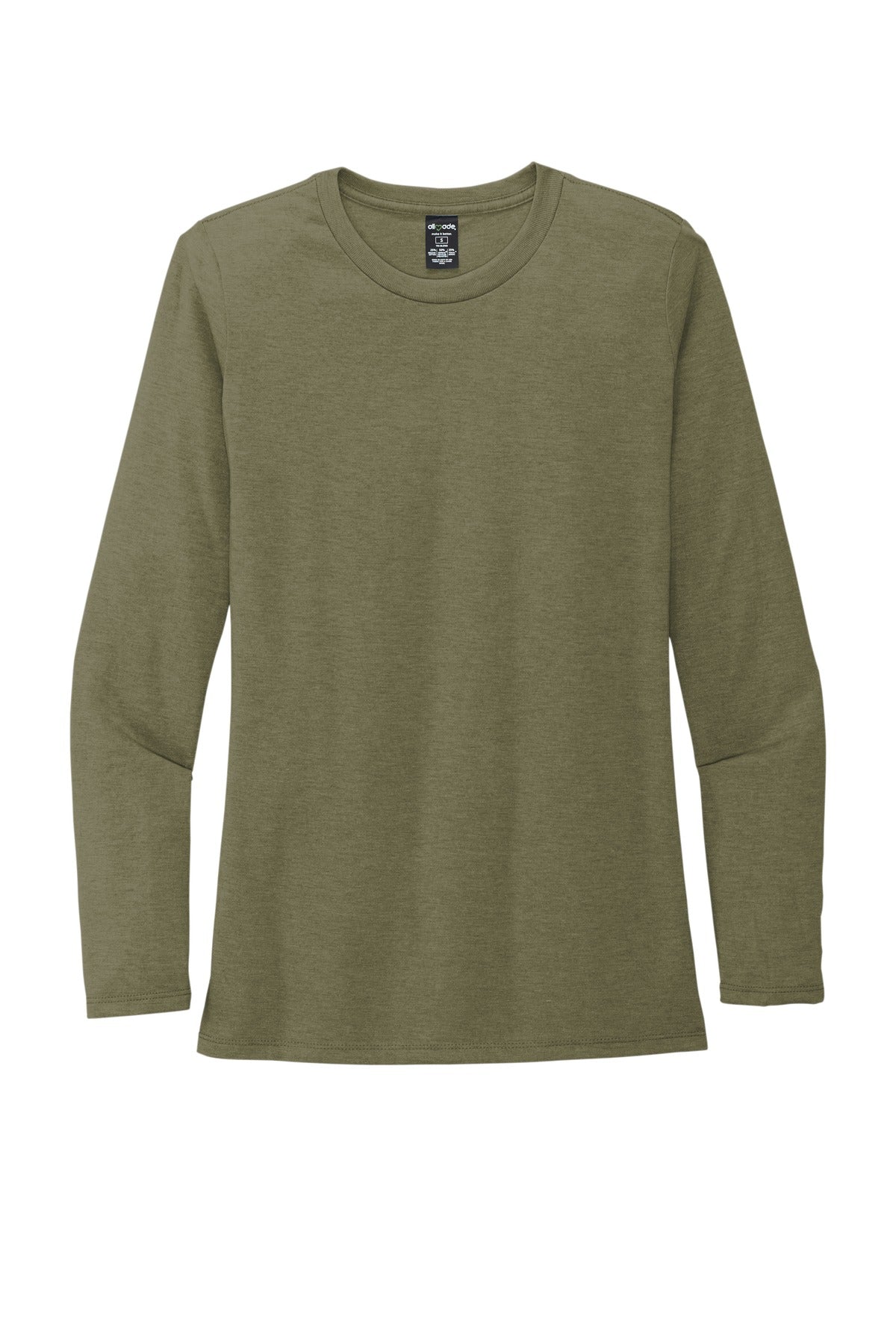 Front View of Olive You Grn Allmade Women's Tri-Blend Long Sleeve Tee AL6008