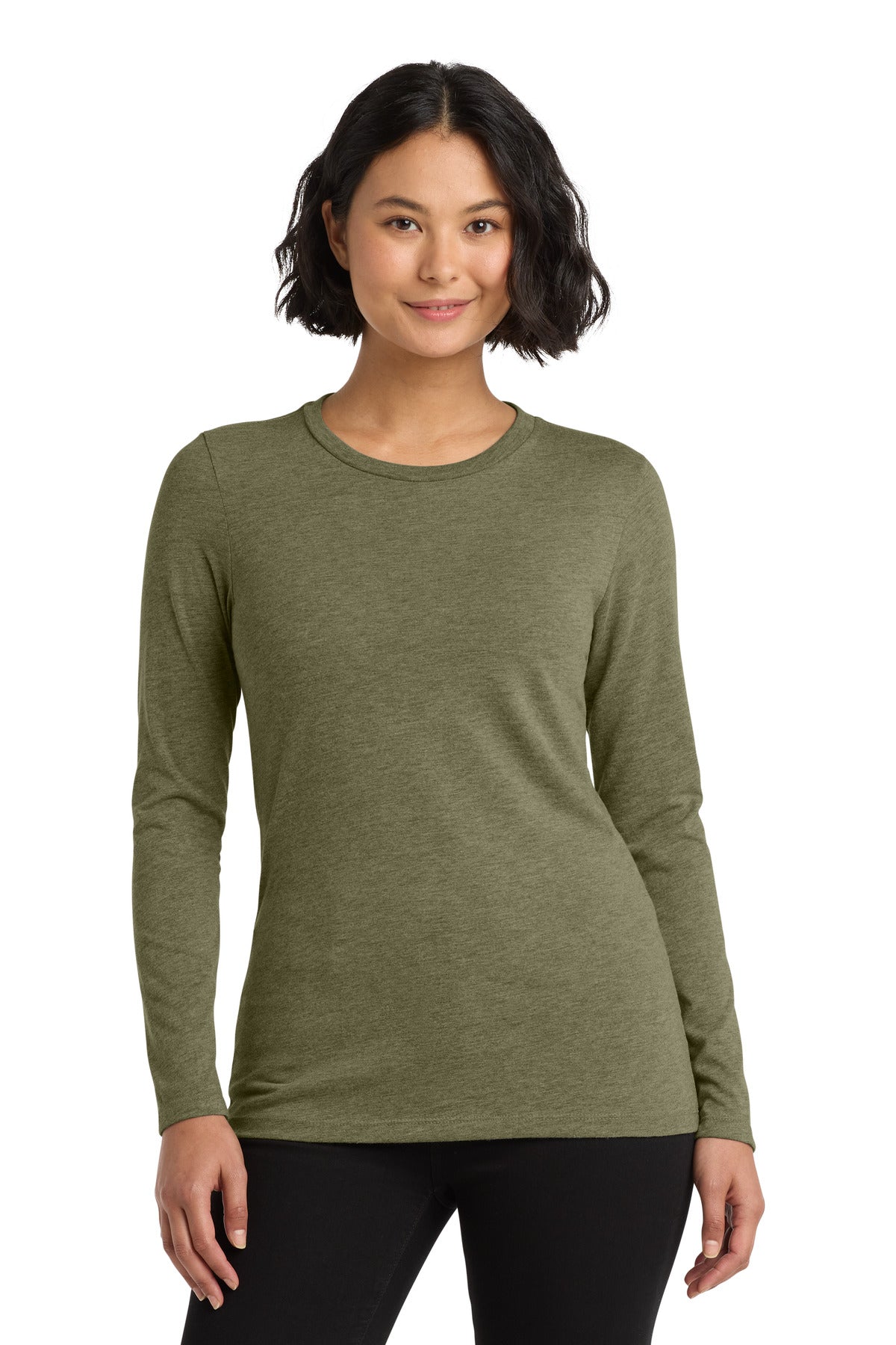 Front View of Olive You Grn Allmade Women's Tri-Blend Long Sleeve Tee AL6008