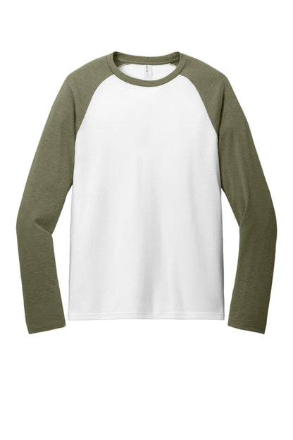 Front View of OvUGn/BtW Allmade Unisex Tri-Blend Long Sleeve Colorblock Raglan AL6009
