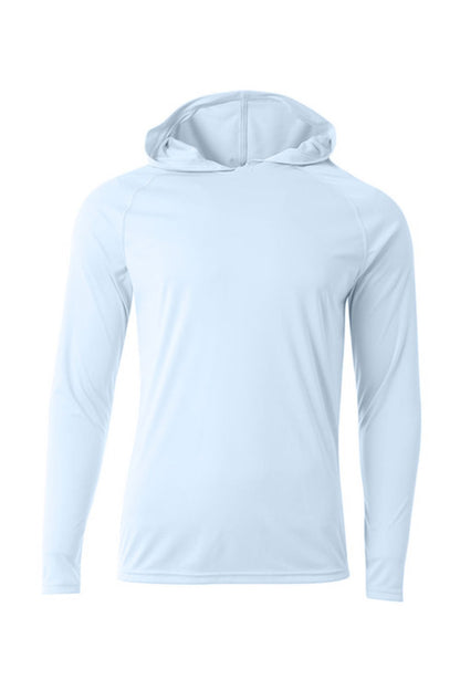 Front View of PastelBlue A4 Cooling Performance Long Sleeve Hooded Tee A4N3409