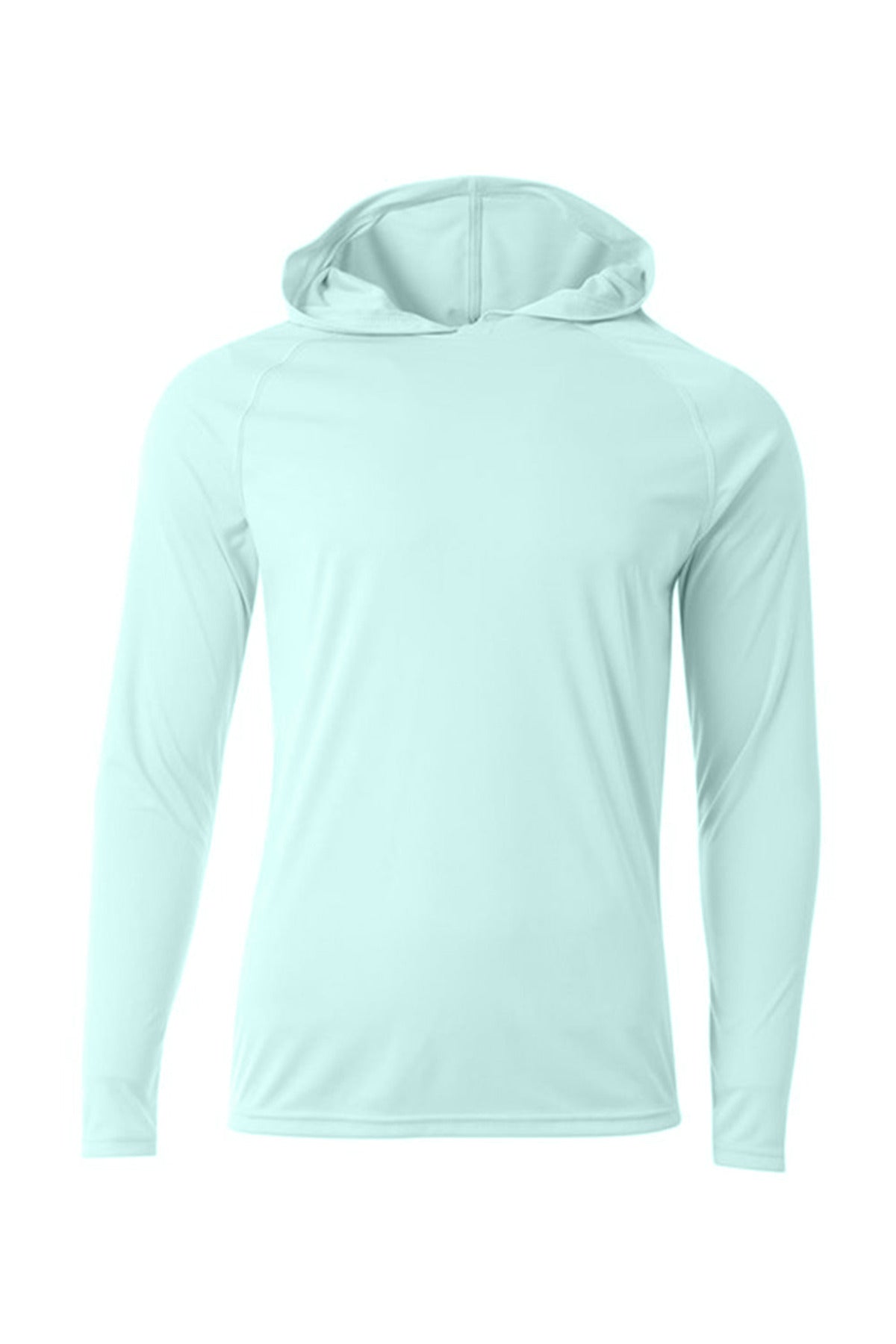 Front View of PastelMint A4 Cooling Performance Long Sleeve Hooded Tee A4N3409