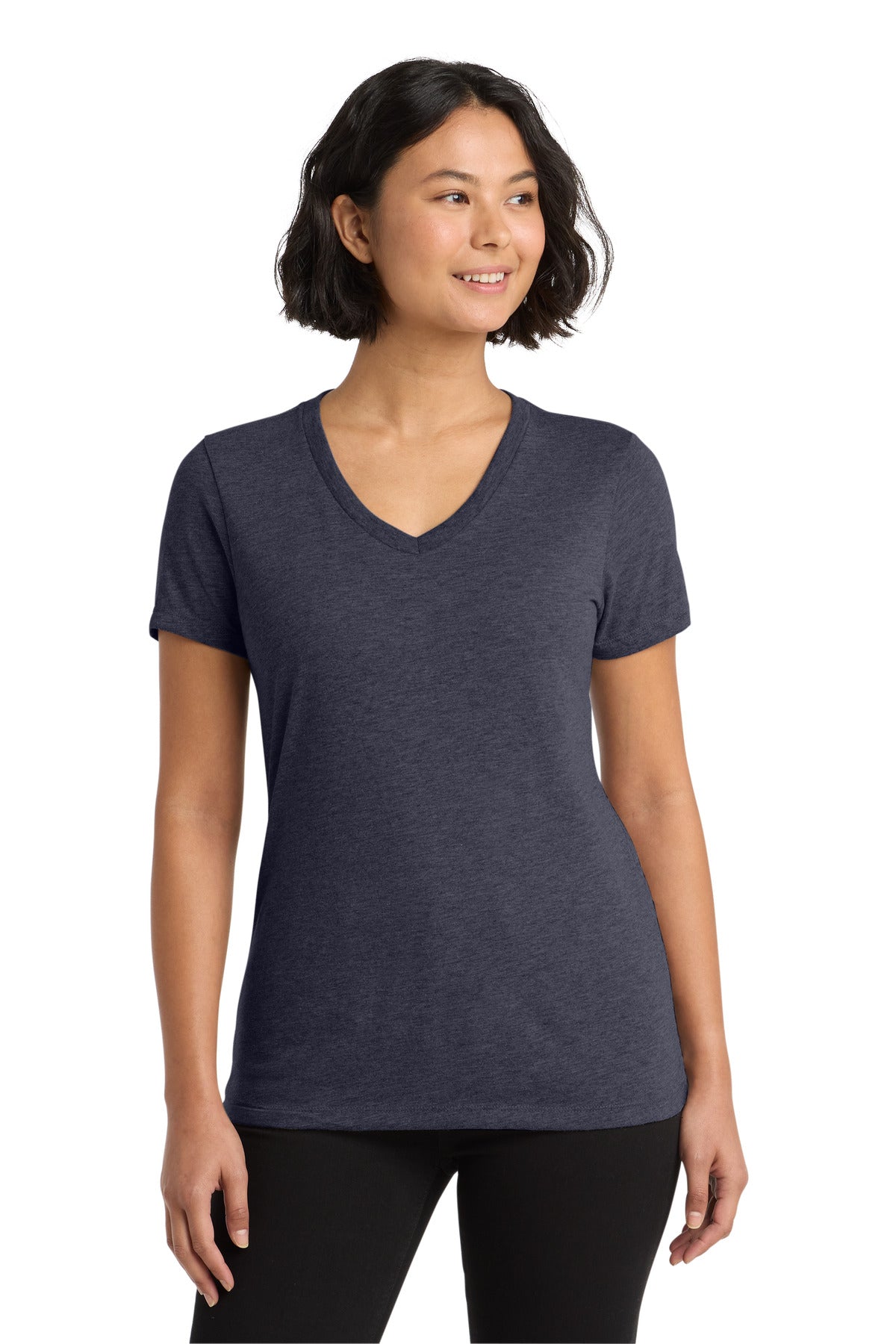 Front View of Rebel Blue Allmade Women's Tri-Blend V-Neck Tee AL2018