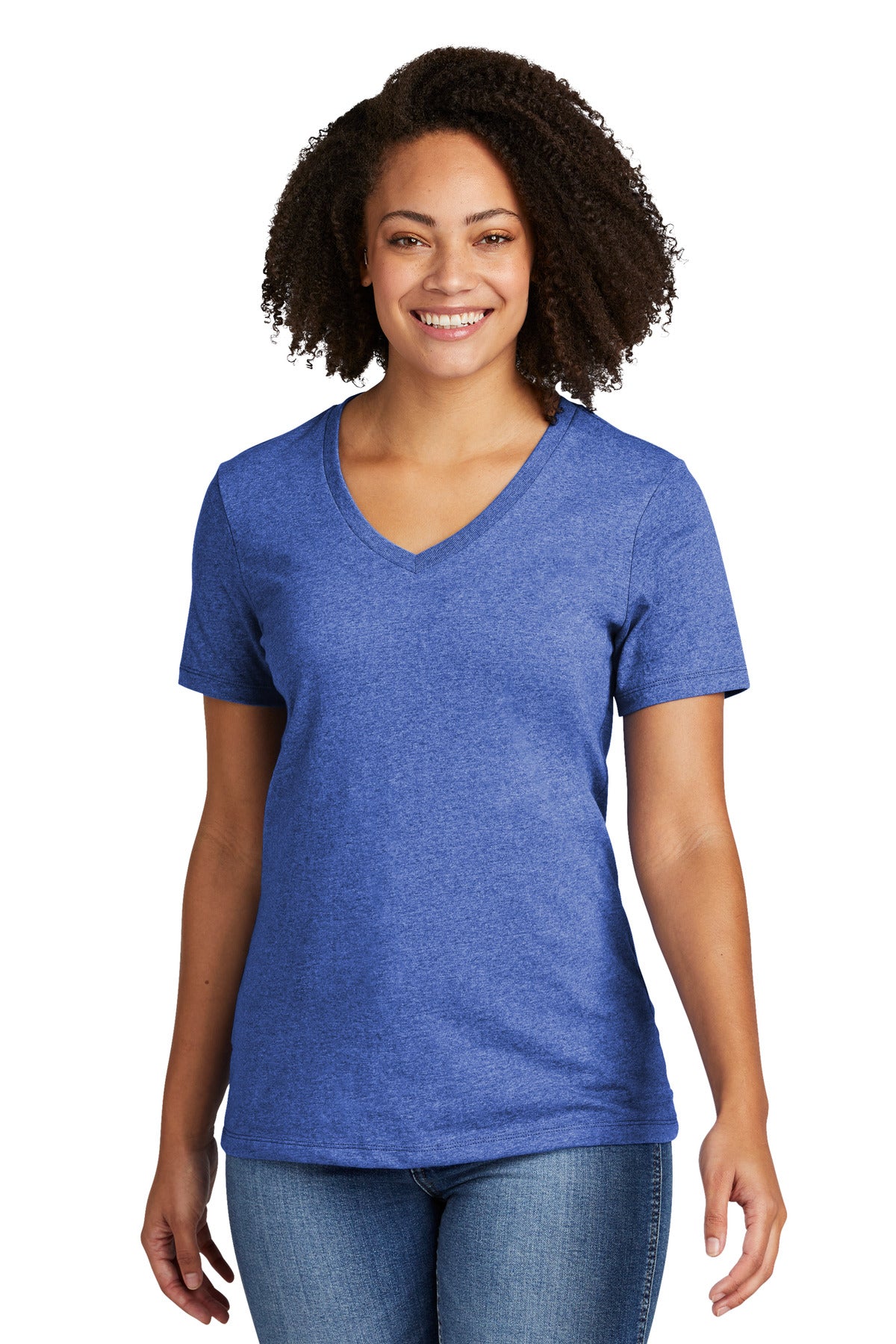 Front View of ReusdRylHt Allmade Women's Recycled Blend V-Neck Tee AL2303