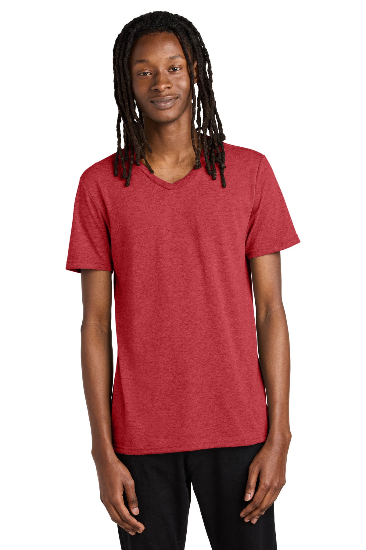 Front View of Rise Up Red Allmade Unisex Tri-Blend V-Neck Tee AL2014