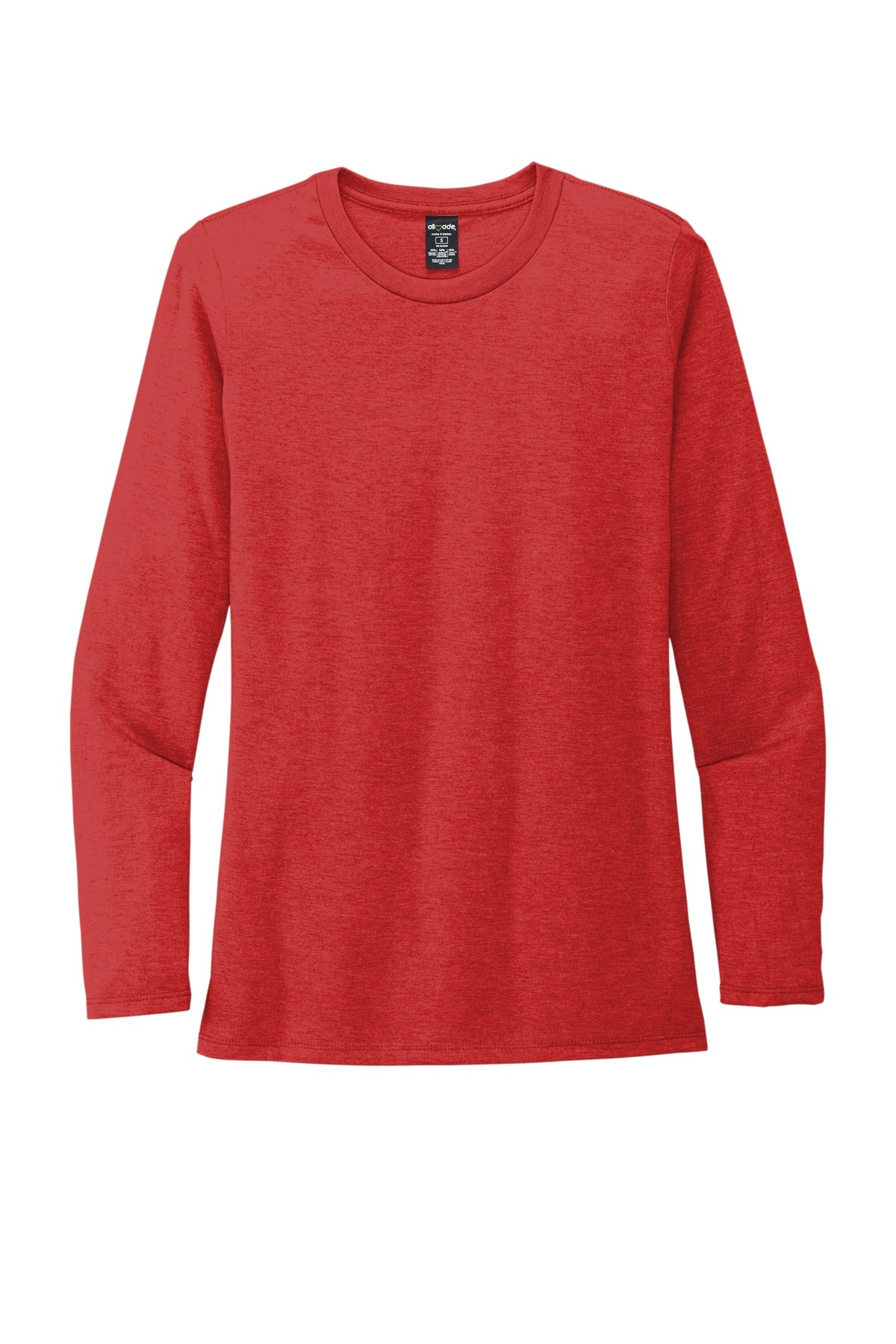 Front View of Rise Up Red Allmade Women's Tri-Blend Long Sleeve Tee AL6008