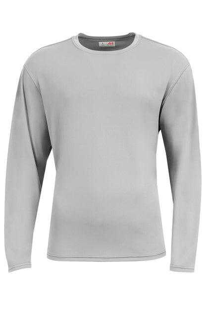 Front View of Silver A4 AirFlex Long Sleeve Tee A4N3532