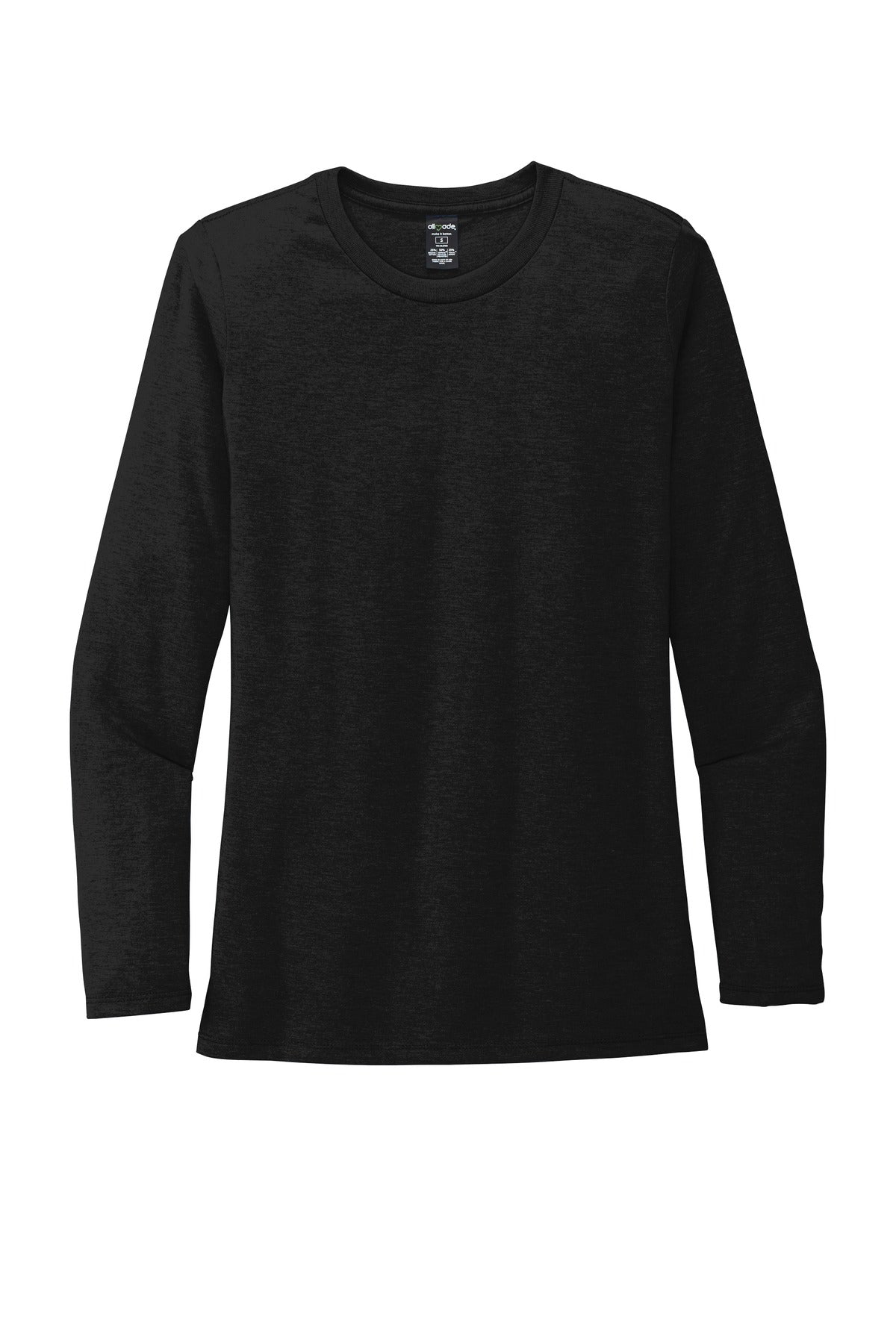 Front View of Space Black Allmade Women's Tri-Blend Long Sleeve Tee AL6008