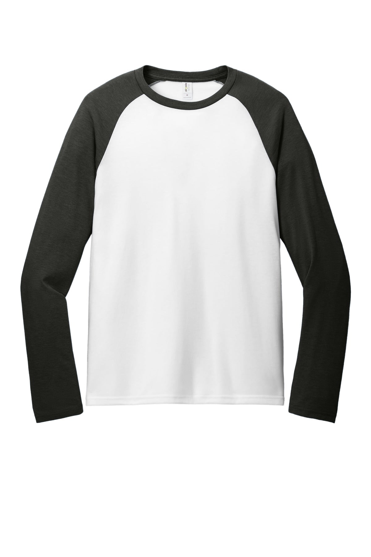 Front View of SpcBlk/BtW Allmade Unisex Tri-Blend Long Sleeve Colorblock Raglan AL6009