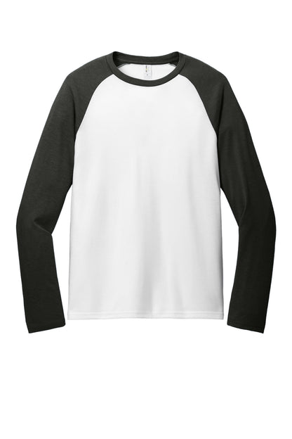 Front View of SpcBlk/BtW Allmade Unisex Tri-Blend Long Sleeve Colorblock Raglan AL6009