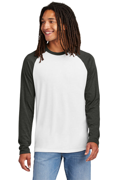 Front View of SpcBlk/BtW Allmade Unisex Tri-Blend Long Sleeve Colorblock Raglan AL6009