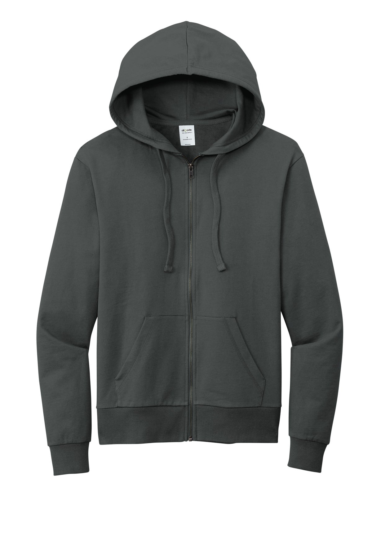 Front View of Teraingrey Allmade Unisex Organic French Terry Full-Zip Hoodie AL4002