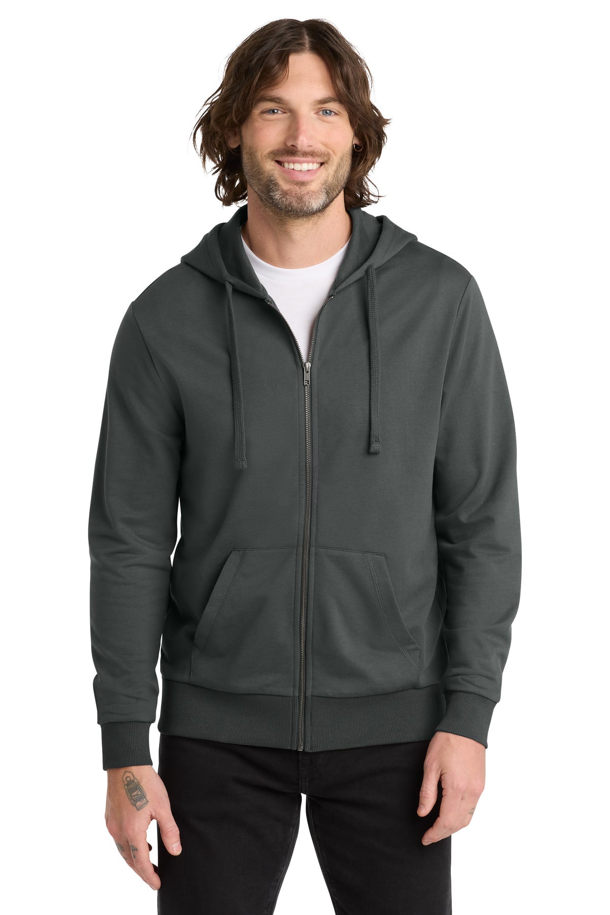 Front View of Teraingrey Allmade Unisex Organic French Terry Full-Zip Hoodie AL4002